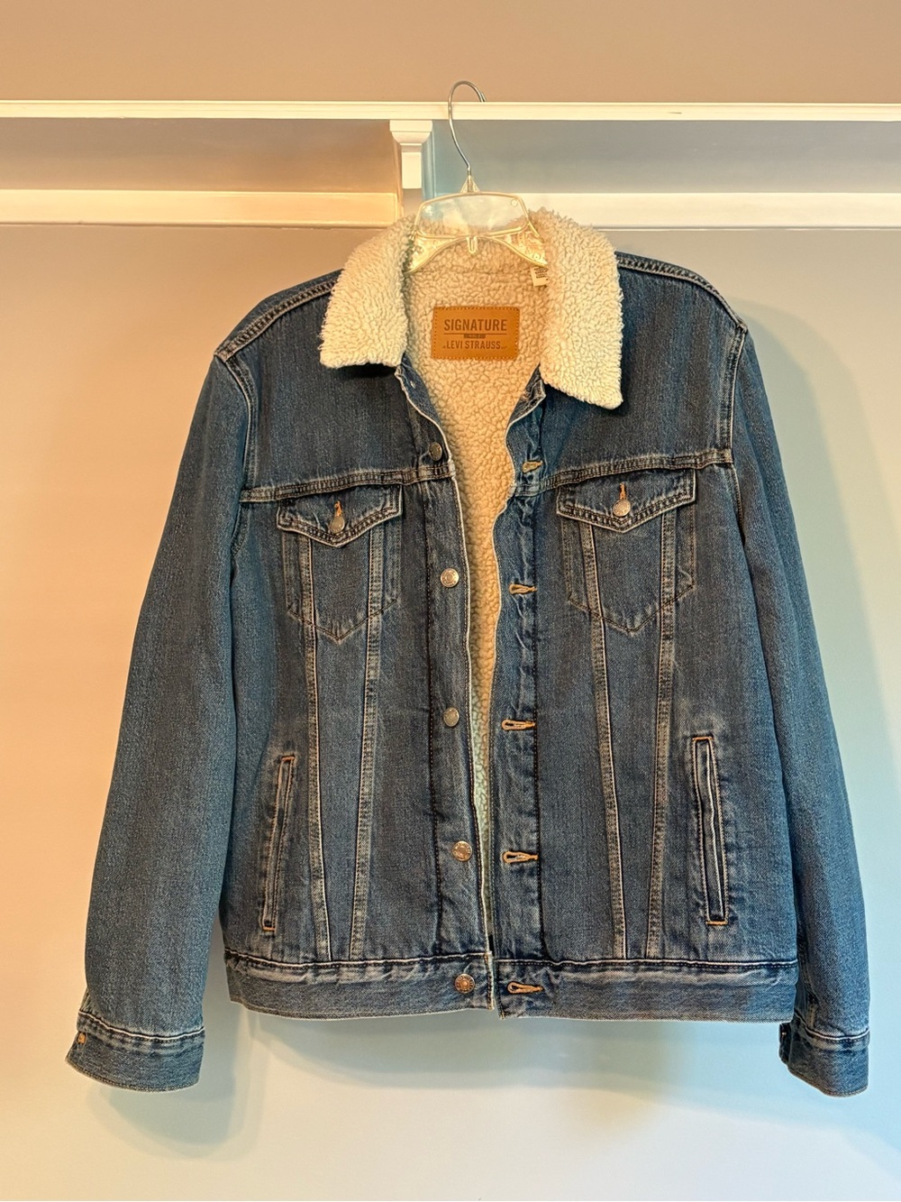 Signature by Levi Strauss Blue Denim Sherpa-Lined Jacket